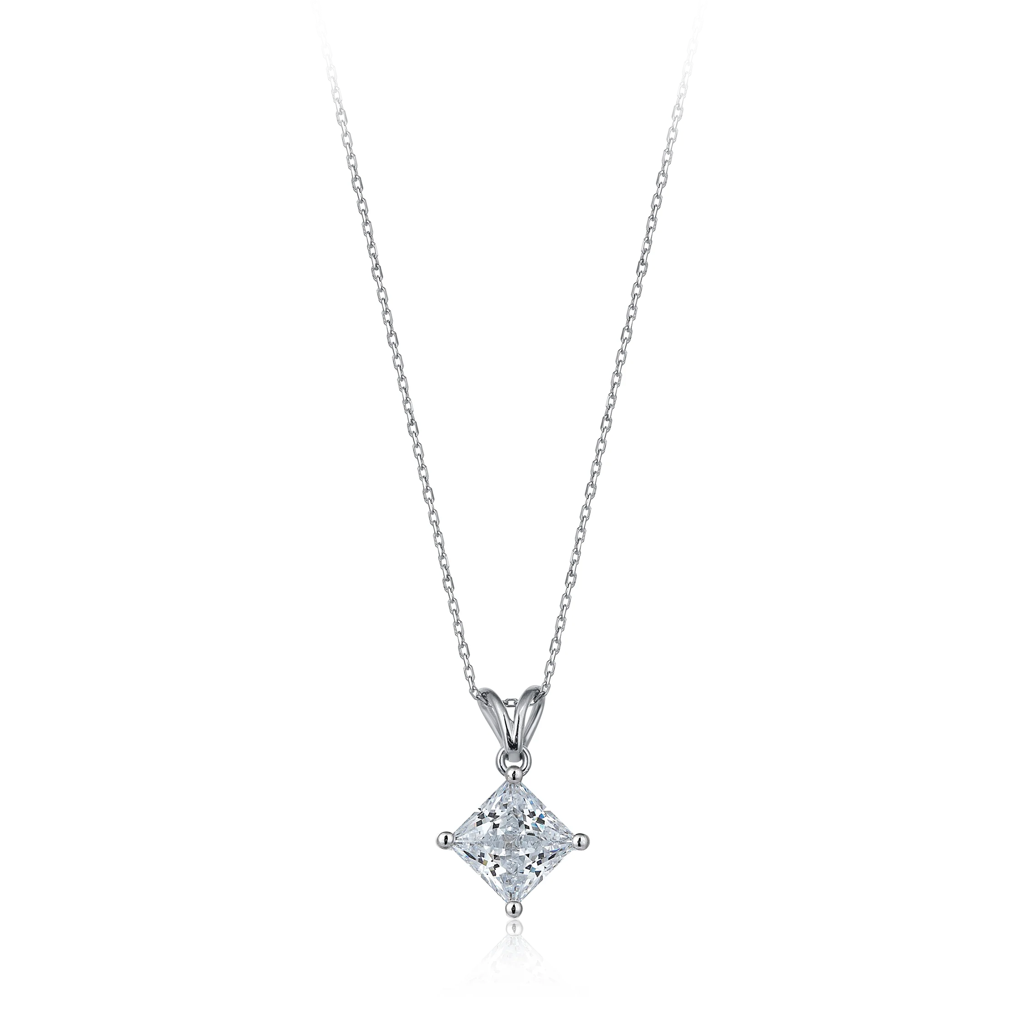 Princess Cut Diamond Solitaire Necklace