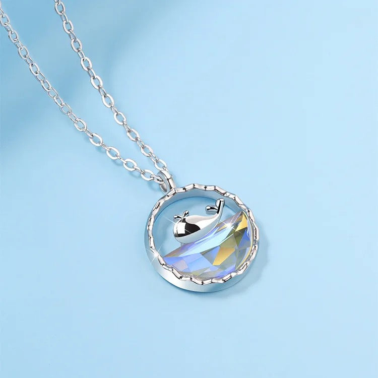 925 Silver | White Stone Whale Necklace