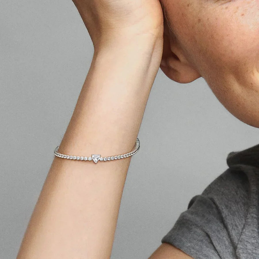 Sparkly Heart Tennis Bracelet
