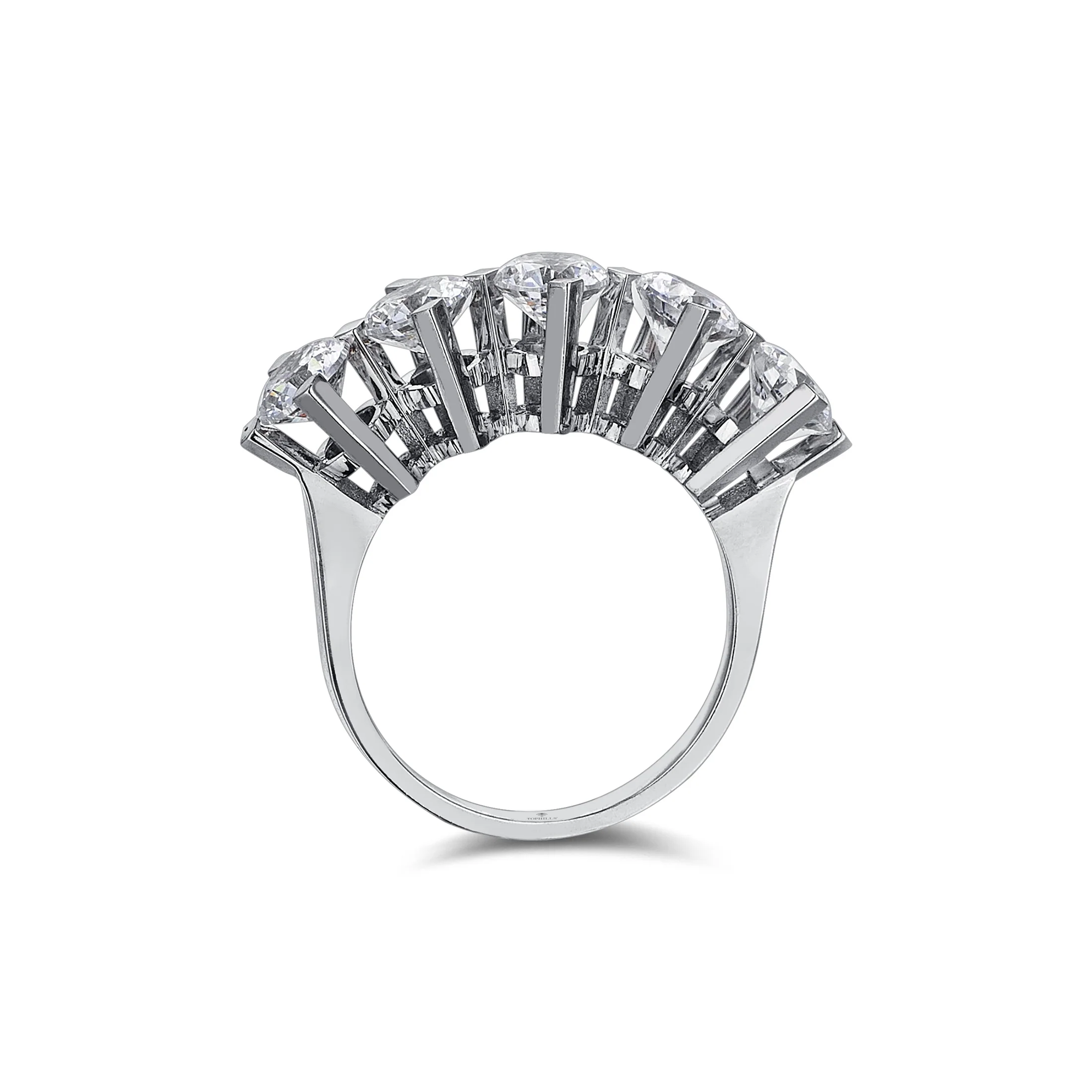 1.54 Carat Cross Wedge Prong Diamond Five Stone Ring