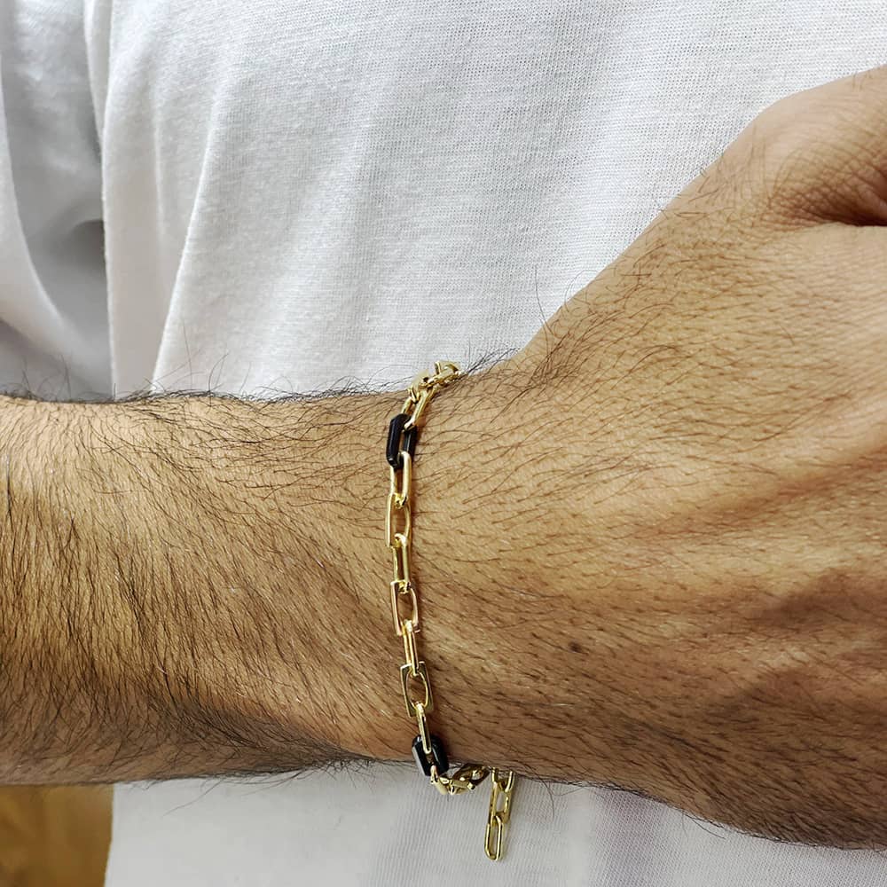 Special Design Ceramic Yellow Men's Silver Bracelet