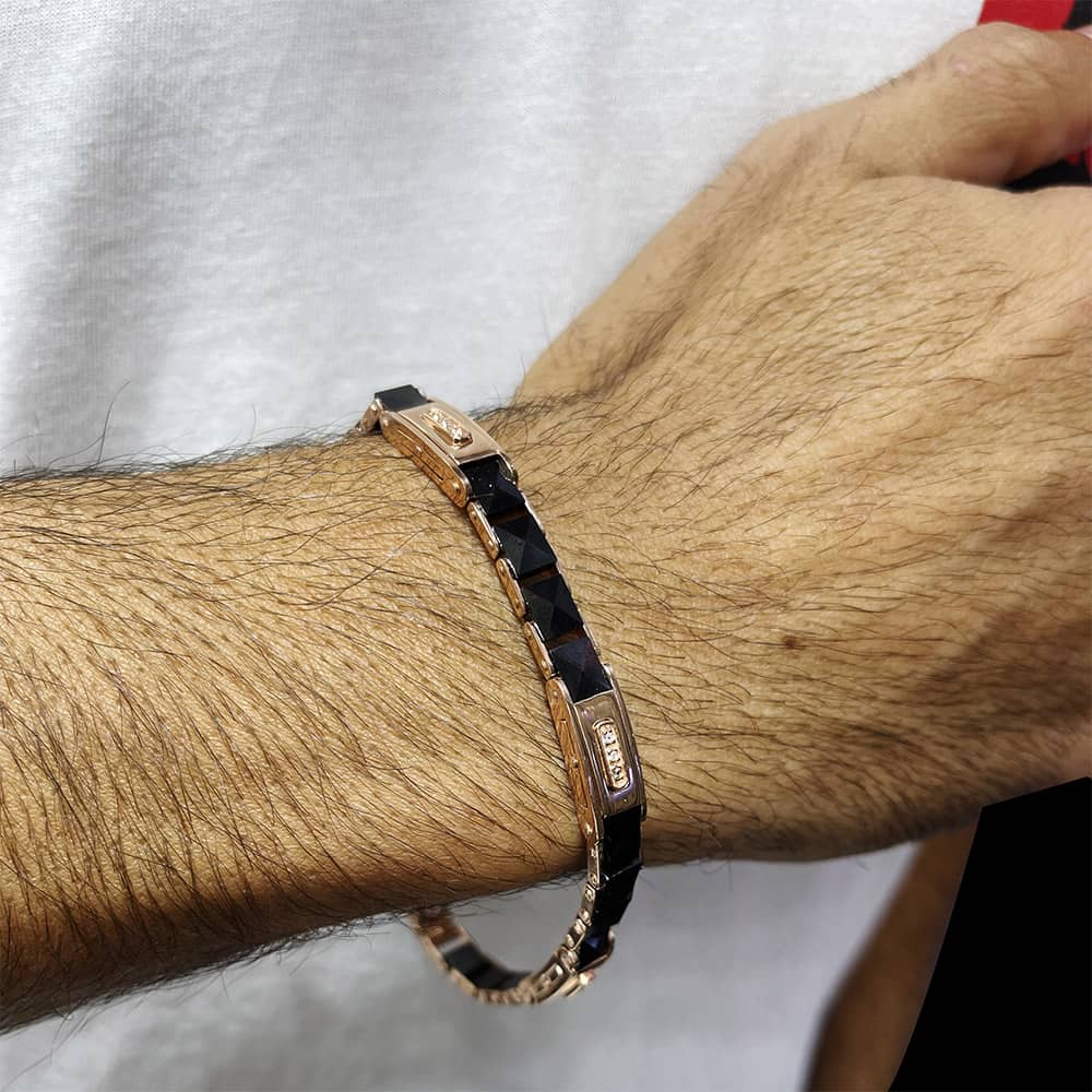 Special Design Ceramic Rose Men's Silver Bracelet