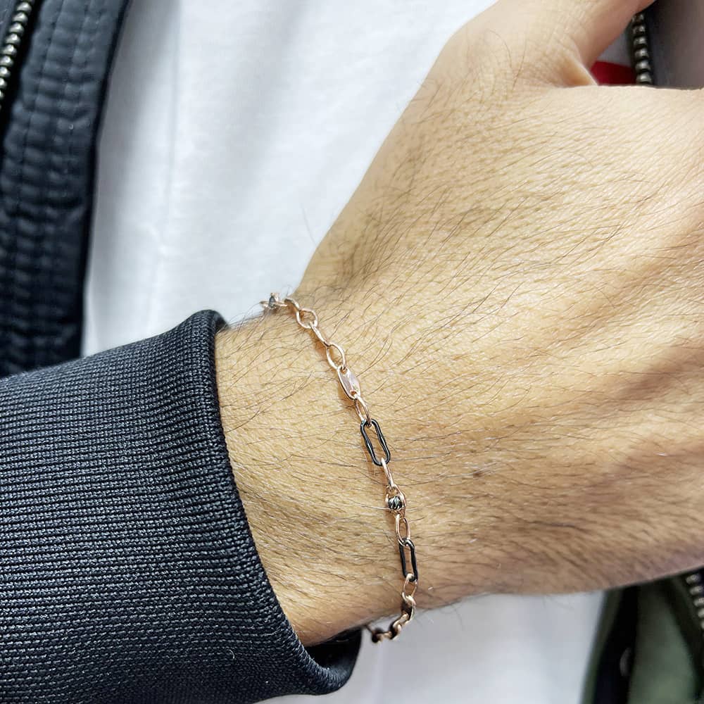 Special Design Enamel Anchor Rose Men's Silver Bracelet
