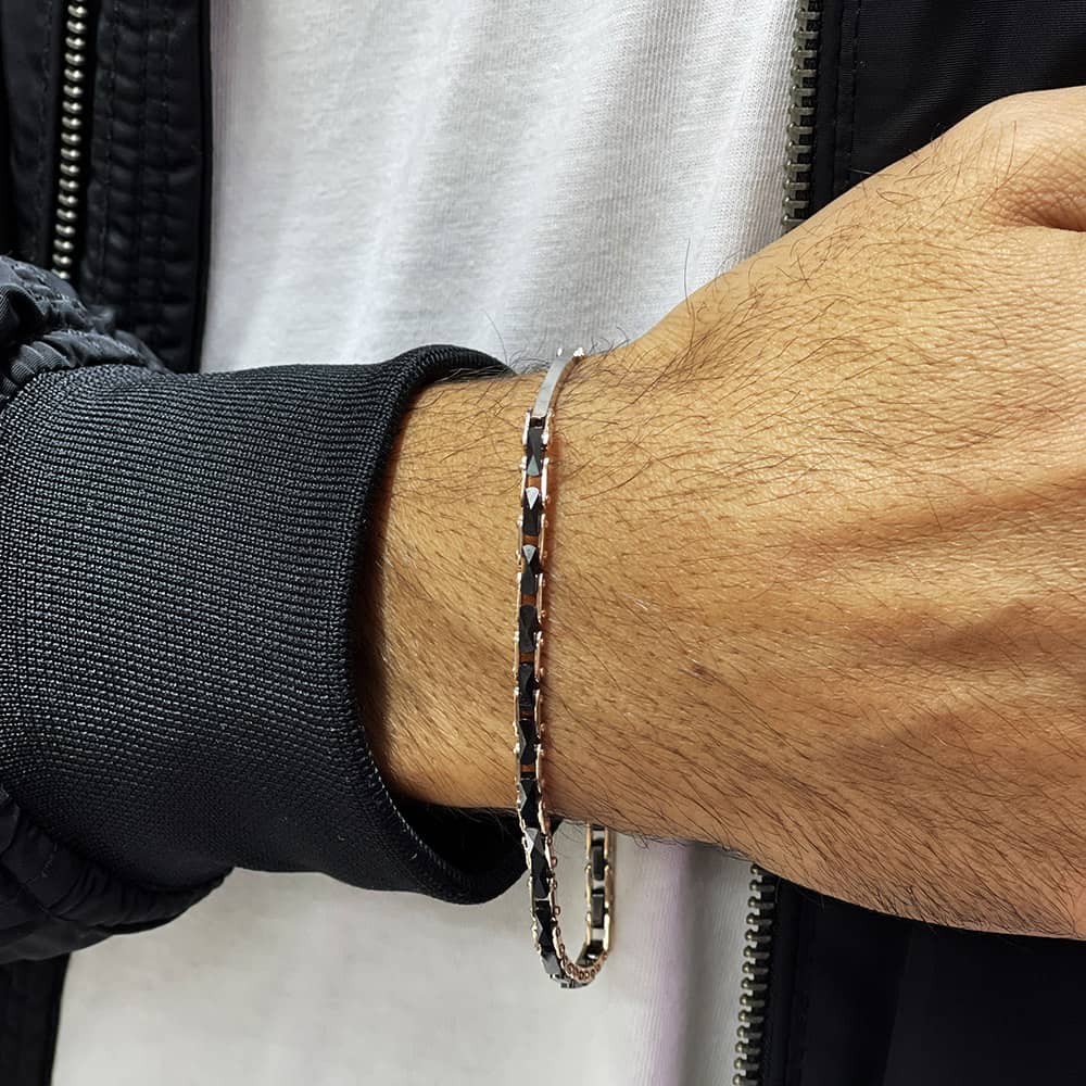 Special Design Ceramic Men's Silver Bracelet