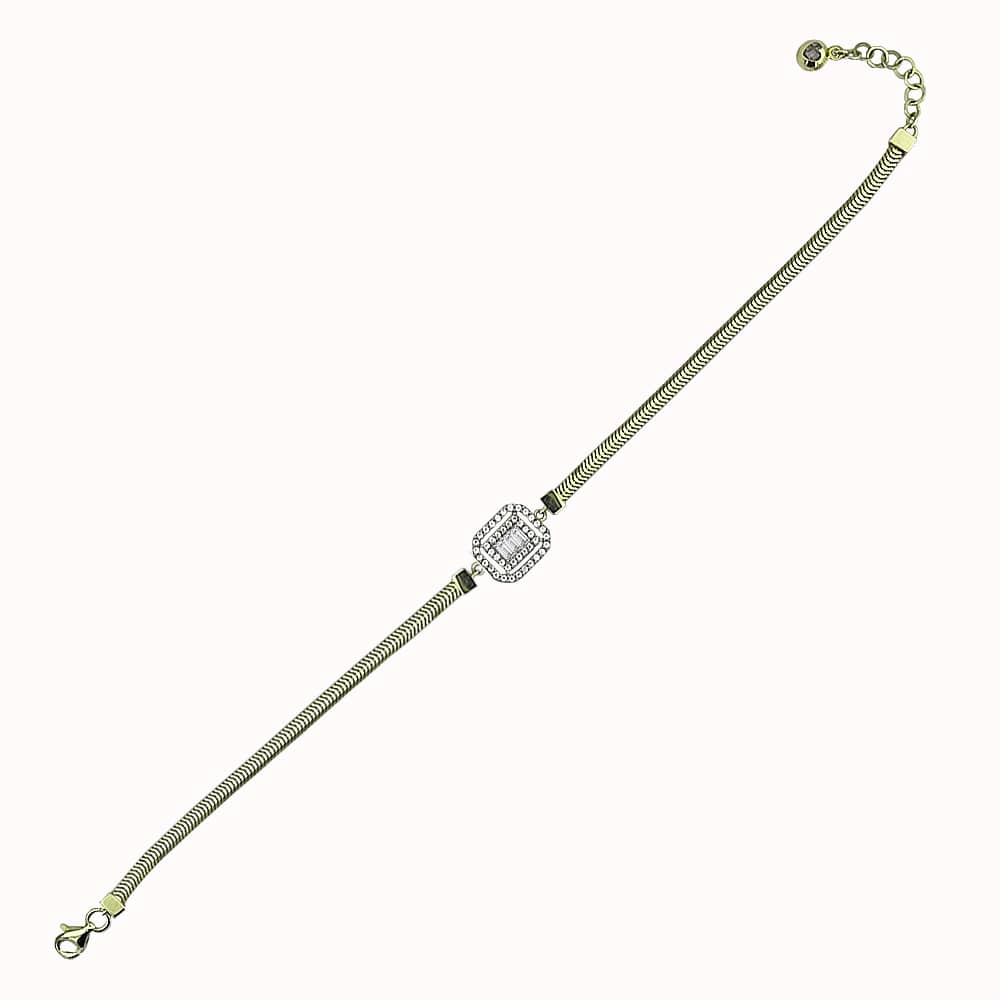 14K Baguette Cut Stone Italian Chain Bracelet