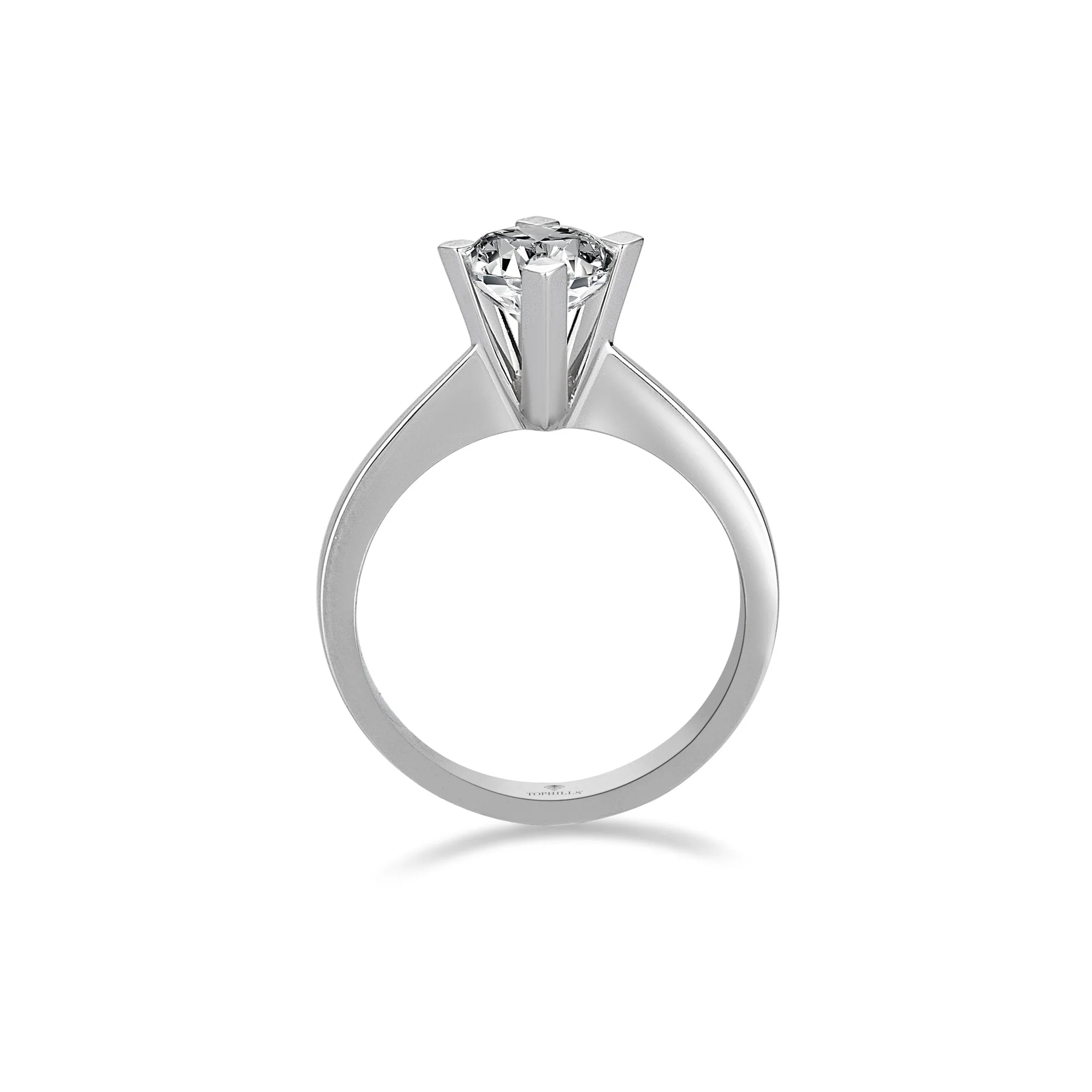 Diamond Hybrid Gold Cross Wedge Prong Solitaire Ring