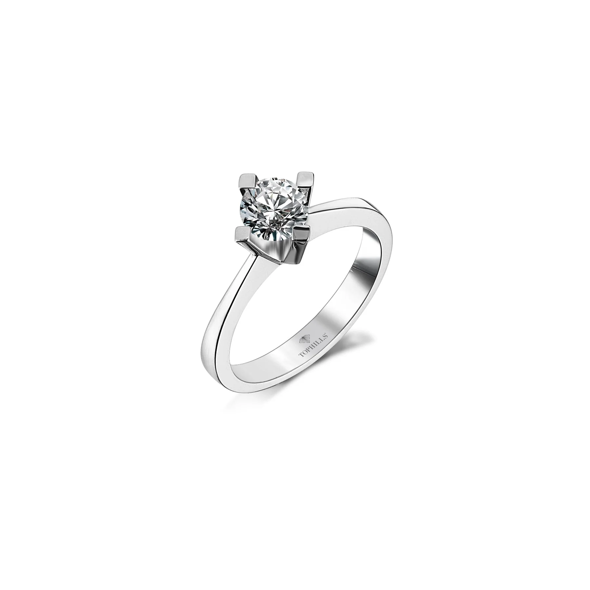 Diamond Hybrid Gold Cross Wedge Prong Solitaire Ring