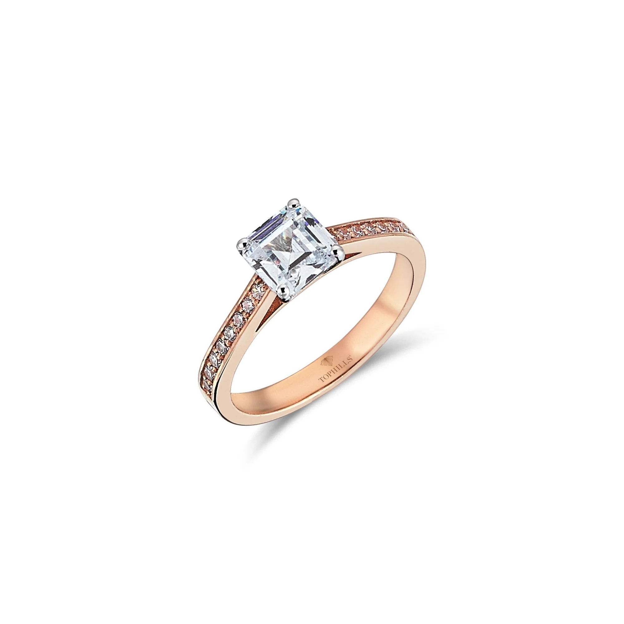 1.30 Carat Asscher Cut Diamond Hybrid Rose Gold Ring