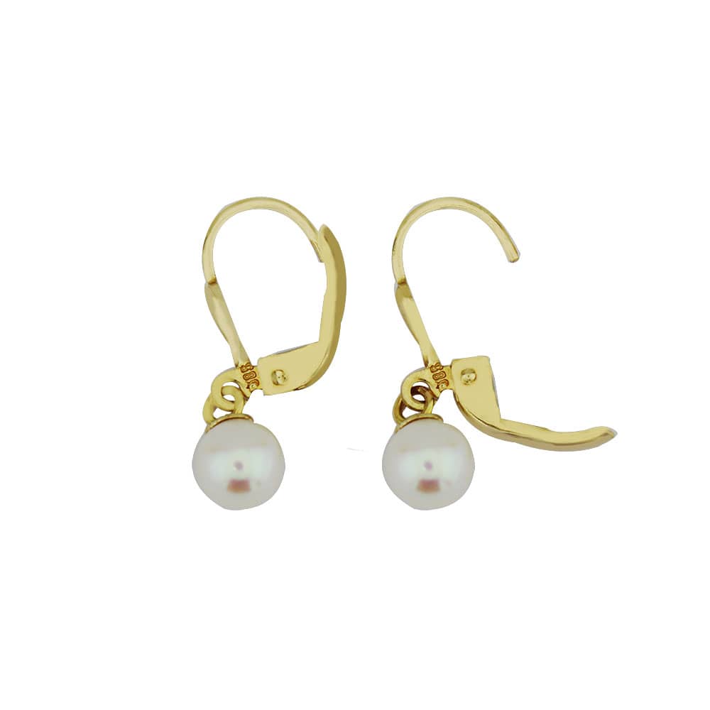 14 Carat Dangling Pearl Gold Earrings