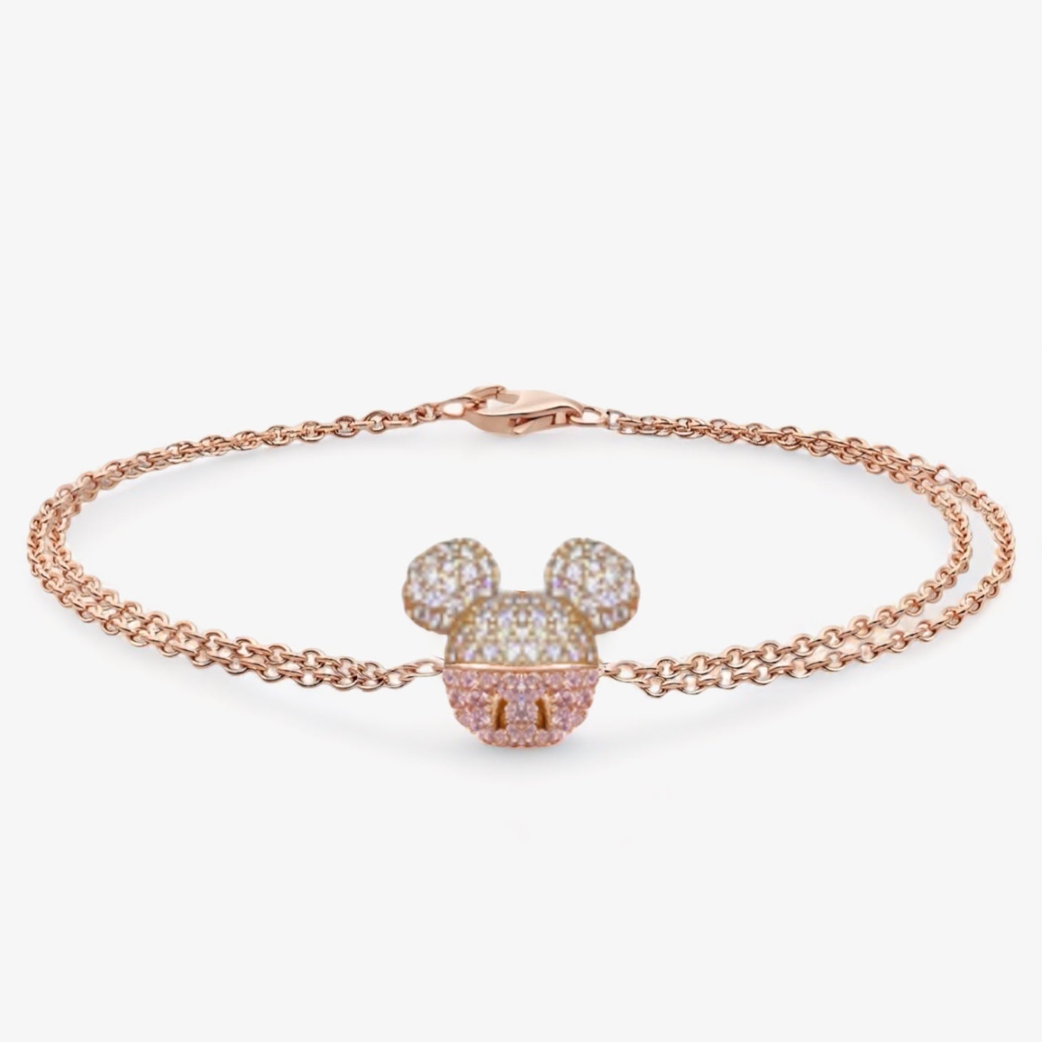 Paris Mickey Mouse 14 Carat Gold Plated Silver Bracelet