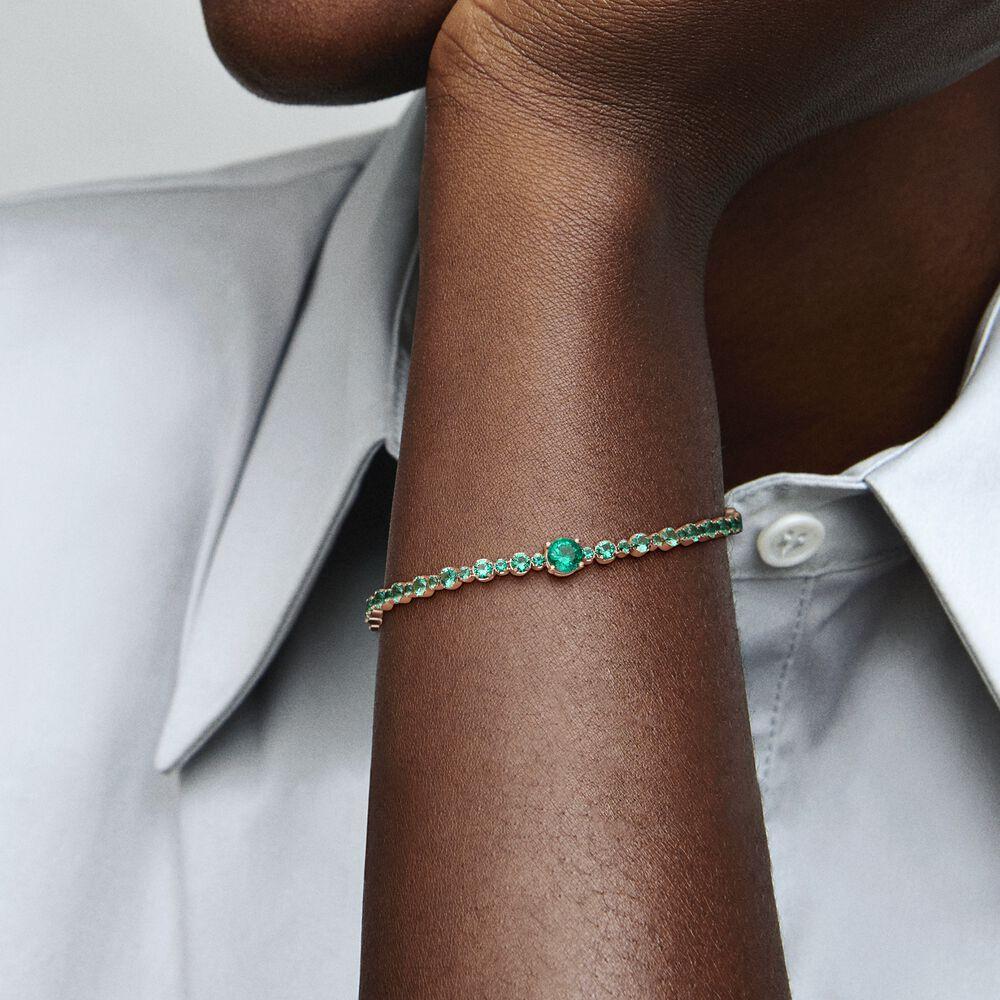 Sparkling Pavé Green Crystal Tennis Bracelet