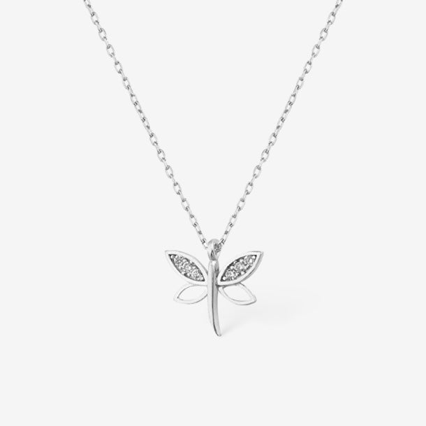 Gold Plated Minimal Dragonfly Model Necklace with 925 Sterling Silver Chain