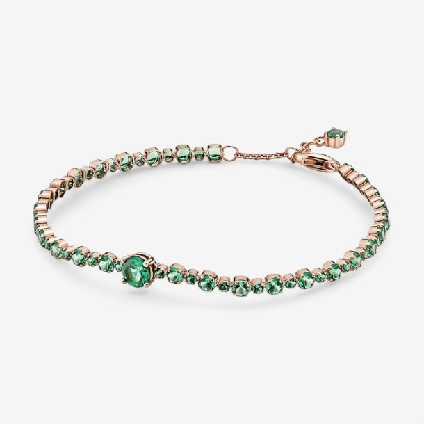 Sparkling Pavé Green Crystal Tennis Bracelet
