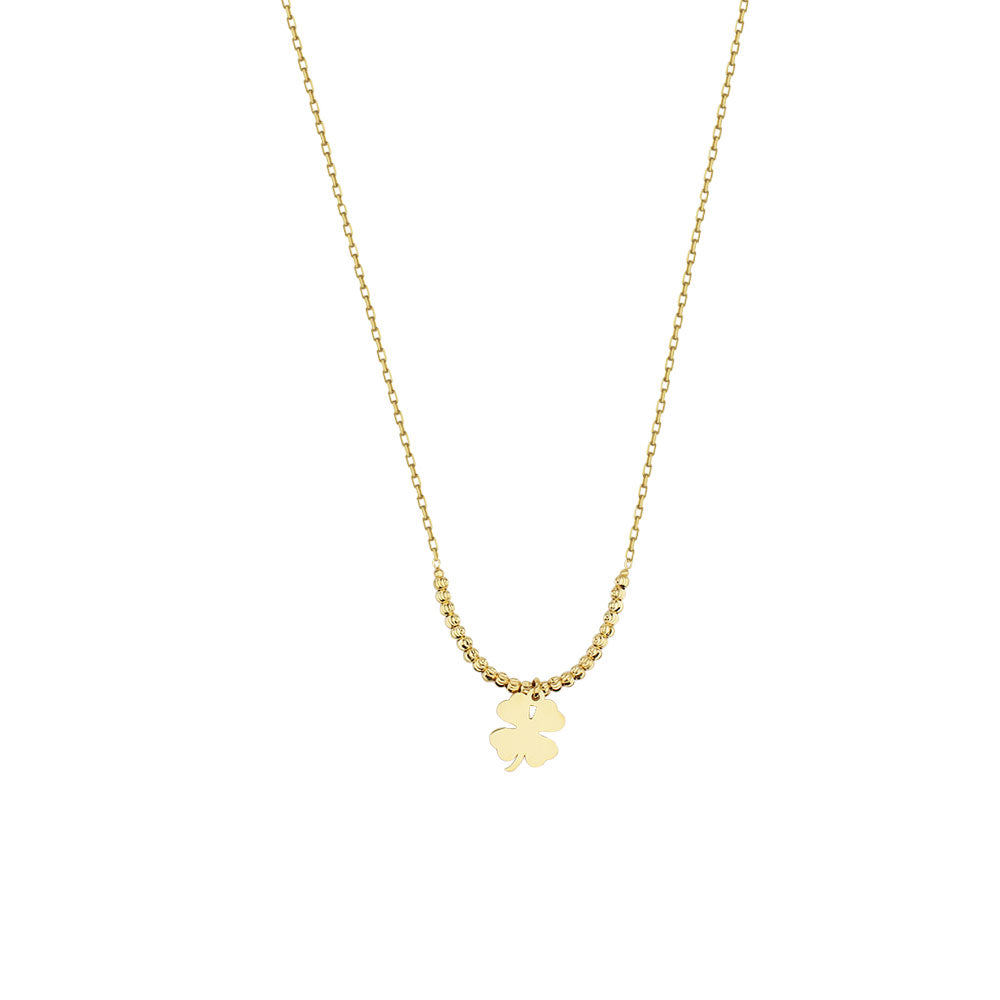 22 Carat Gold Clover Detailed Cut Dorika Ball Necklace