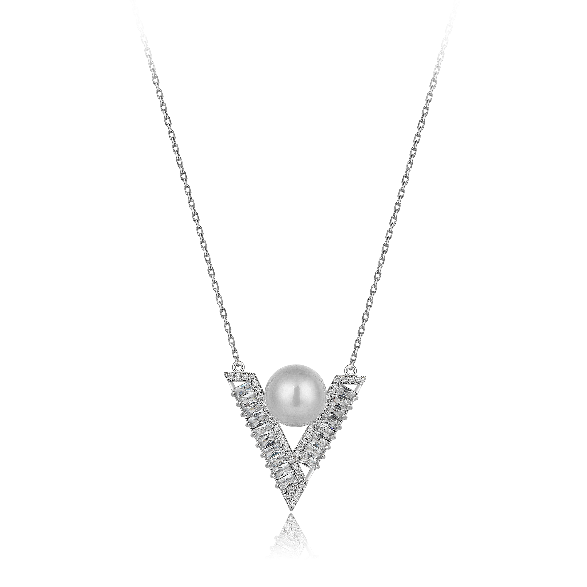 1.5 Carat Diamond Hybrid Gold Pearl Necklace