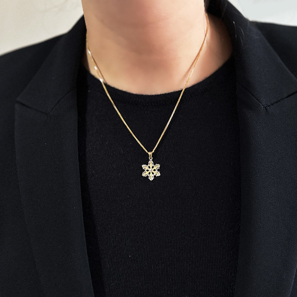 Yellow Gold Snowflake Necklace