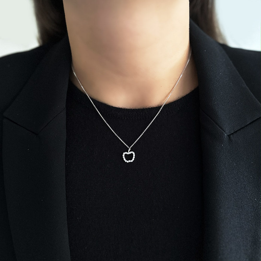 Gold Apple Necklace with Stones