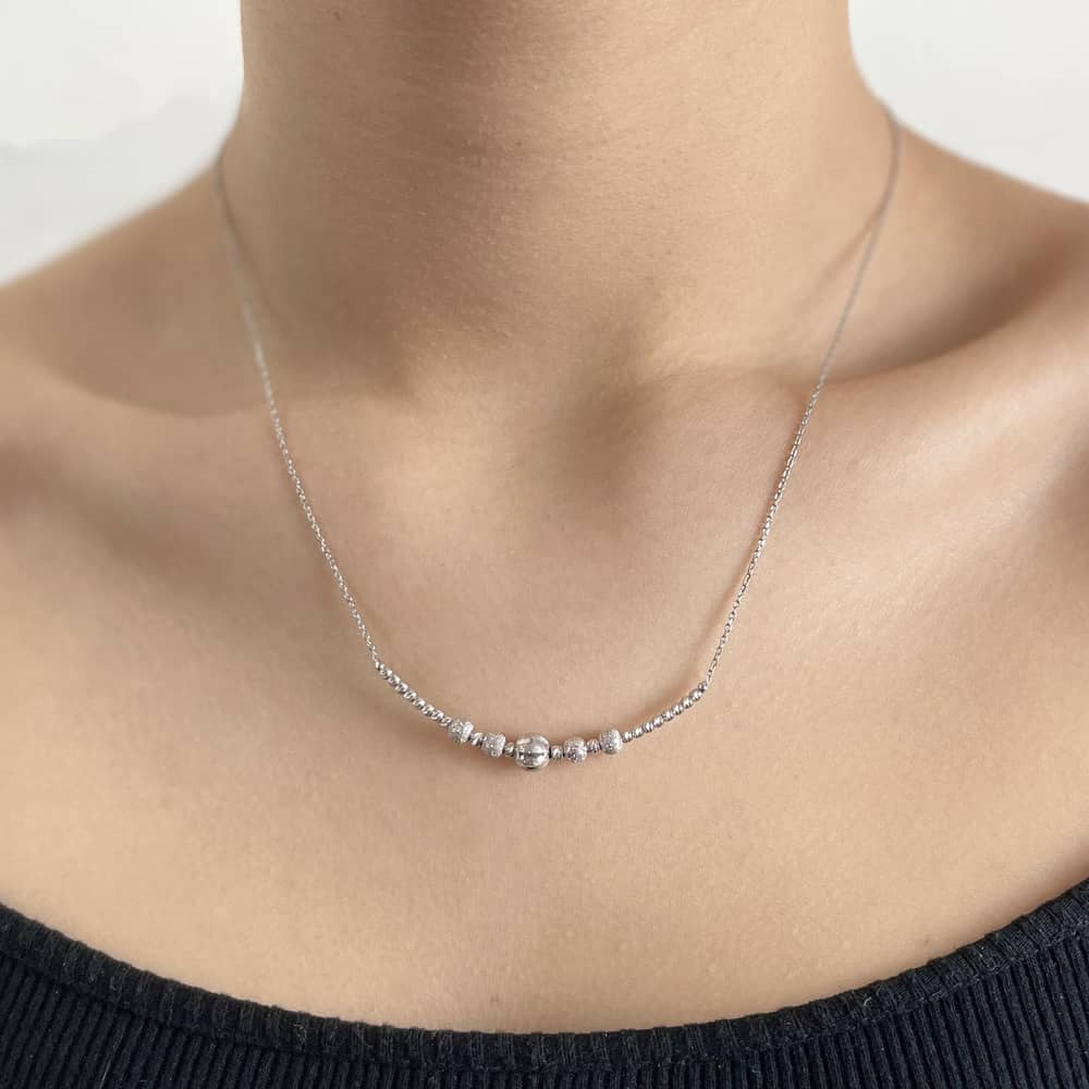 14K White Gold Dorika Ball Special Design Necklace