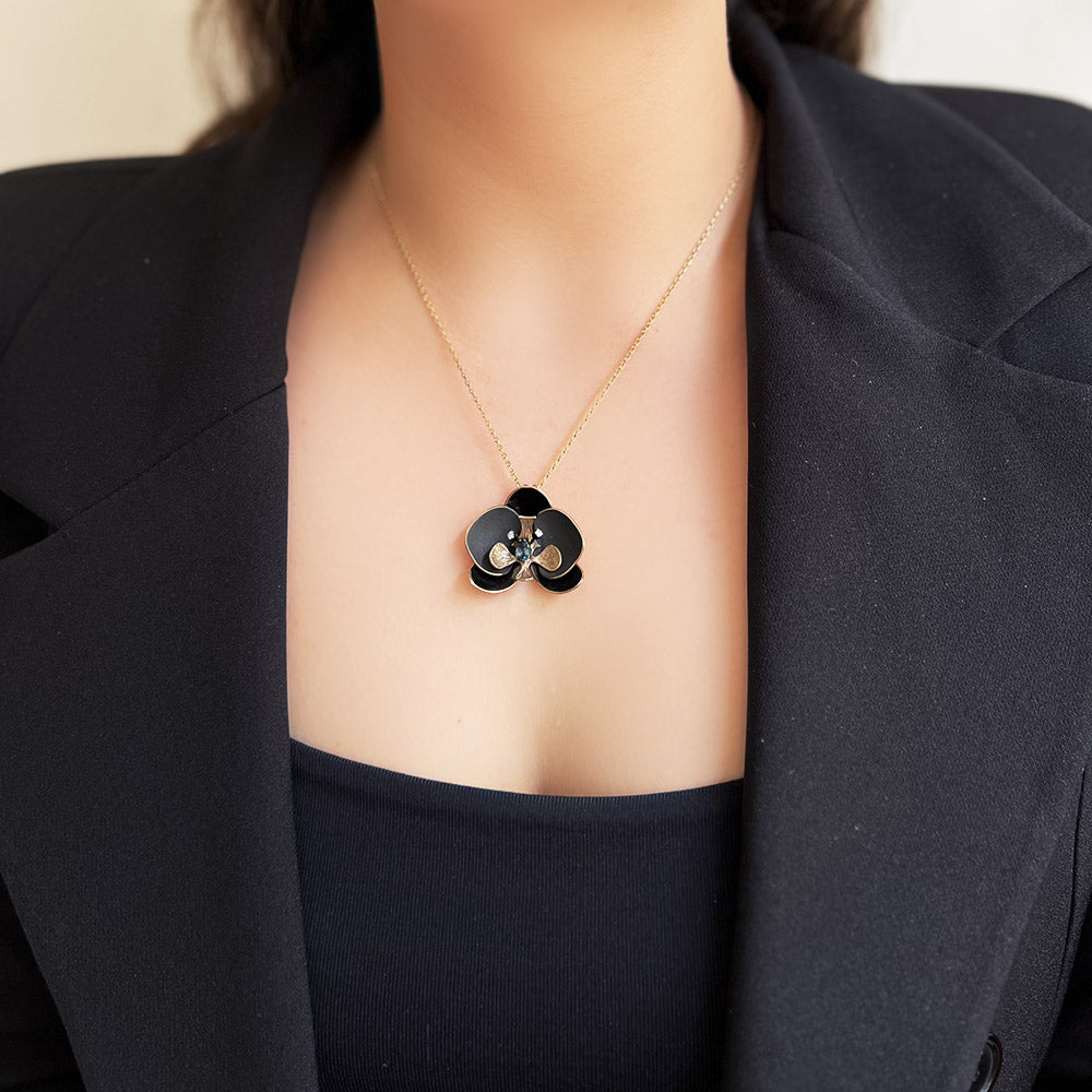 Black Orchid Oxidized Necklace