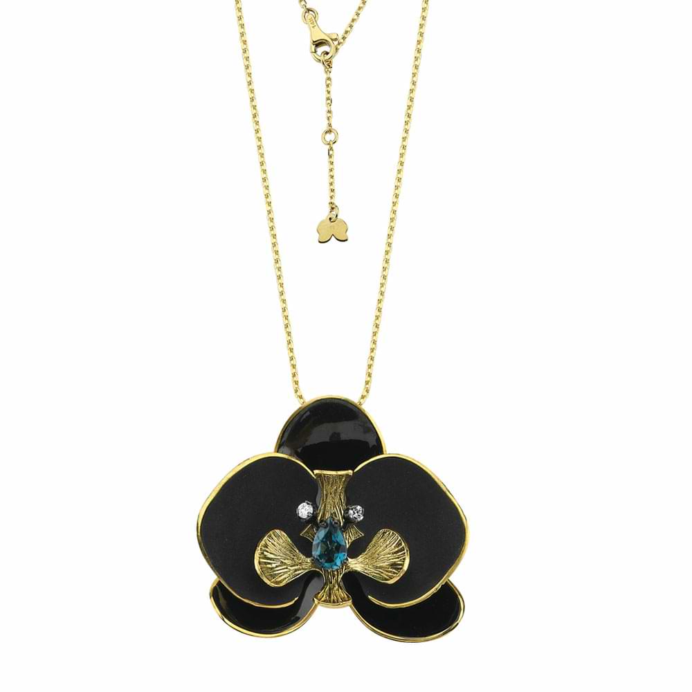 Black Orchid Oxidized Necklace