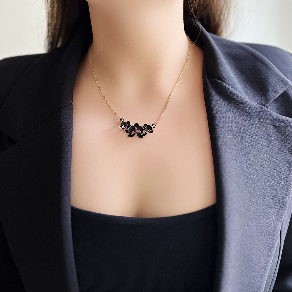 Black Orchid Three Orchid Necklace