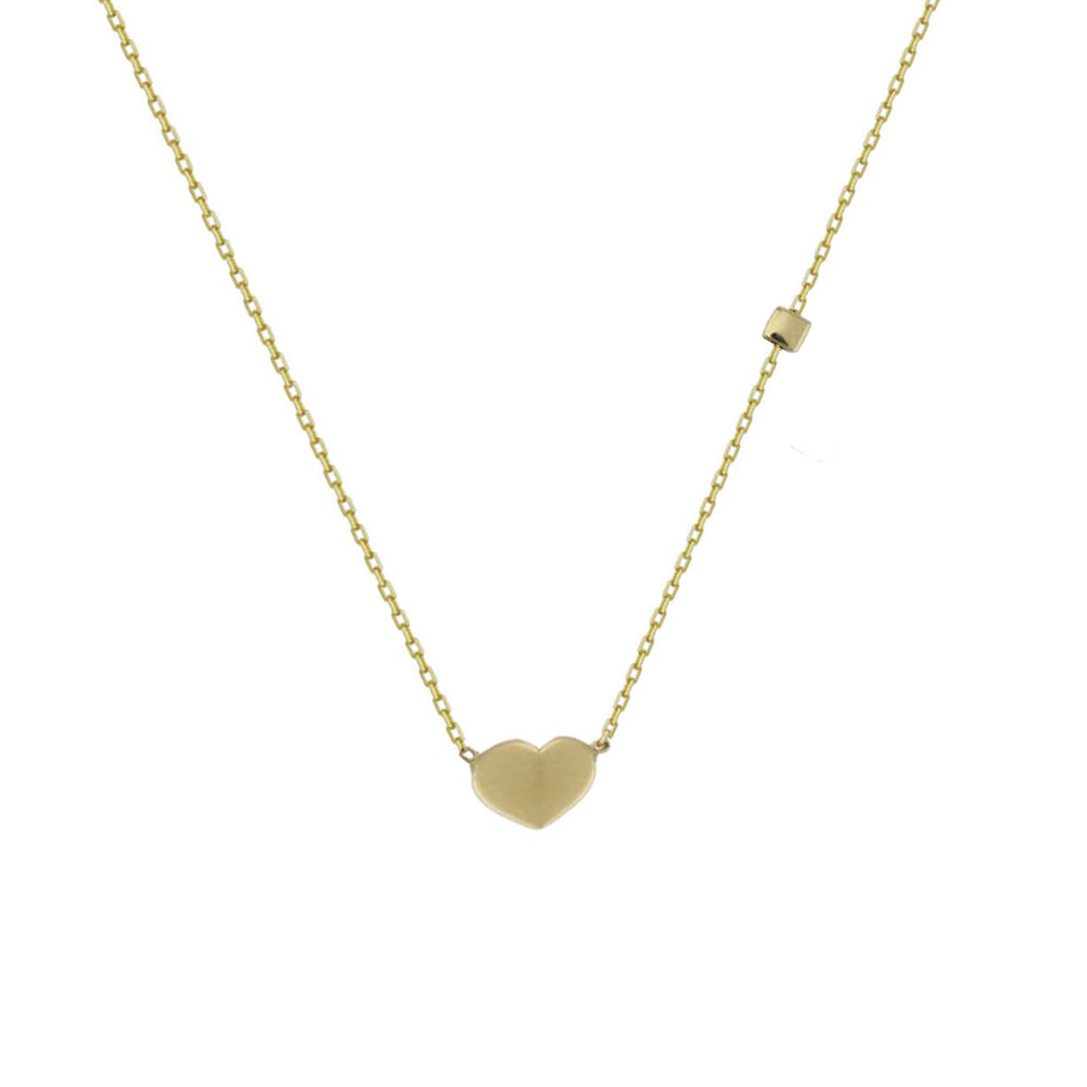 14K Yellow Gold Solid Heart Necklace