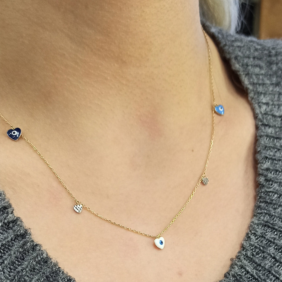 Heart Eye Enamel Lucky Necklace