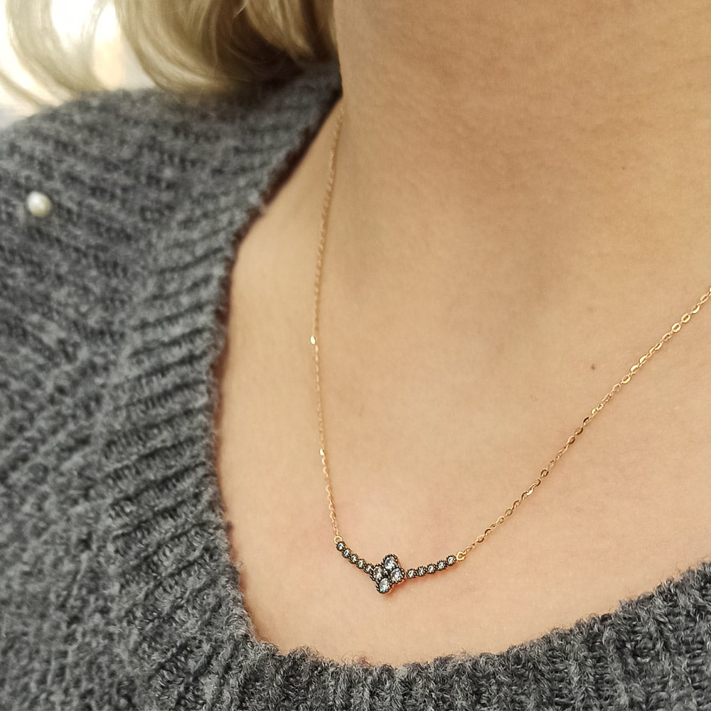 Diamond Effect 14 Carat Rose Necklace