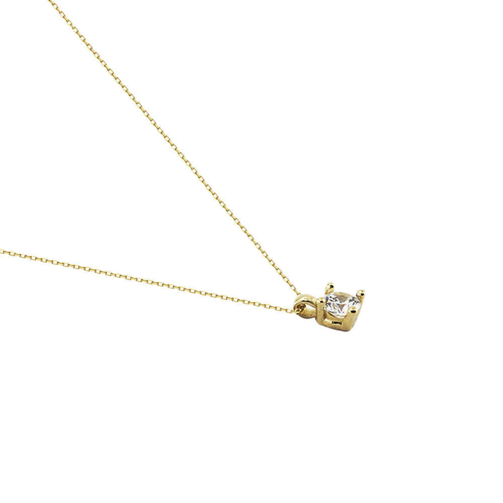 14K Yellow Gold Solitaire Necklace