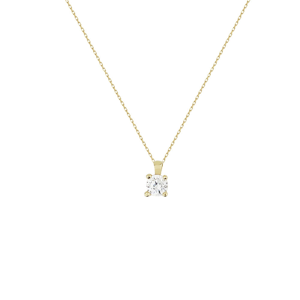 14K Yellow Gold Solitaire Necklace