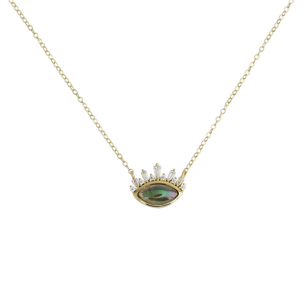 Green Tourmaline Stone Eyelash Necklace
