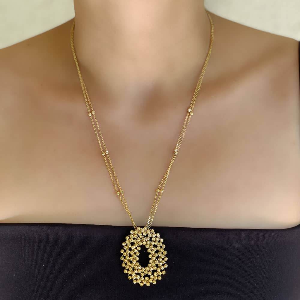 18 Carat Dorika Ball Oval Necklace
