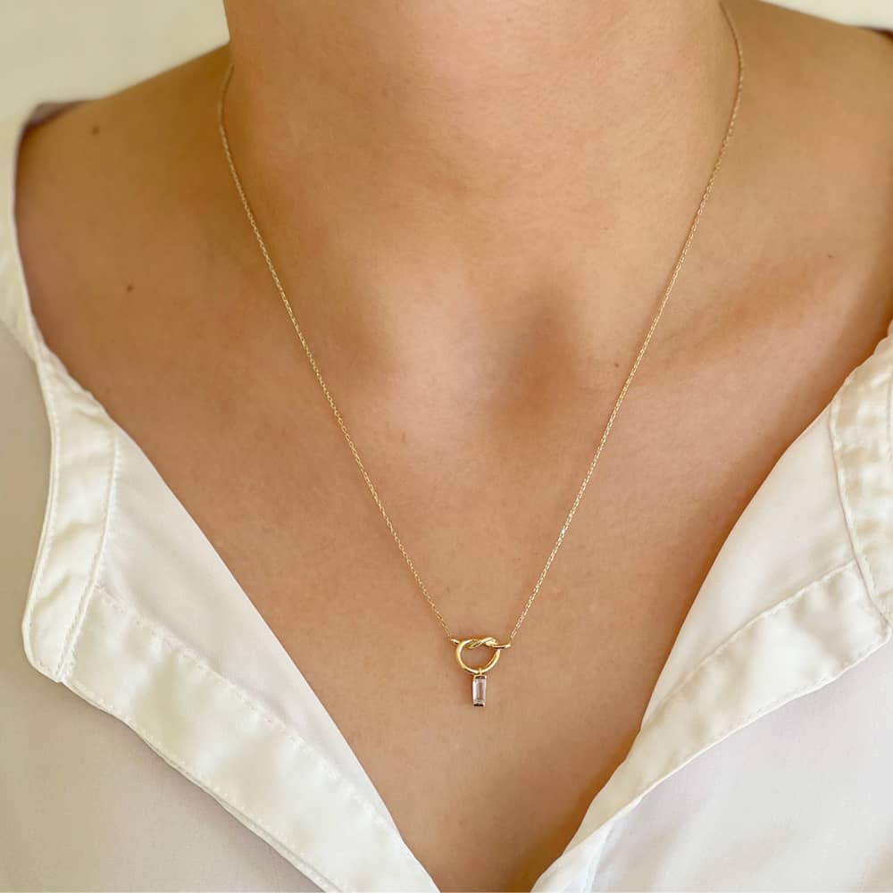 Baguette Cut Stone Knotted Necklace