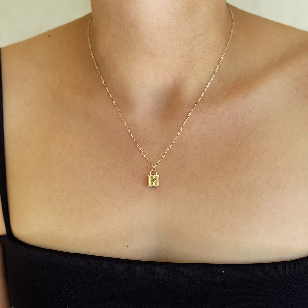 14K Lock Necklace