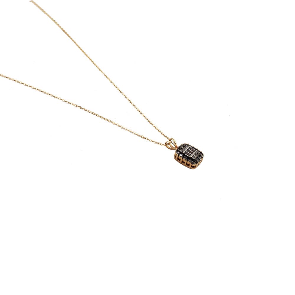 Baguette Cut Stone Square Necklace