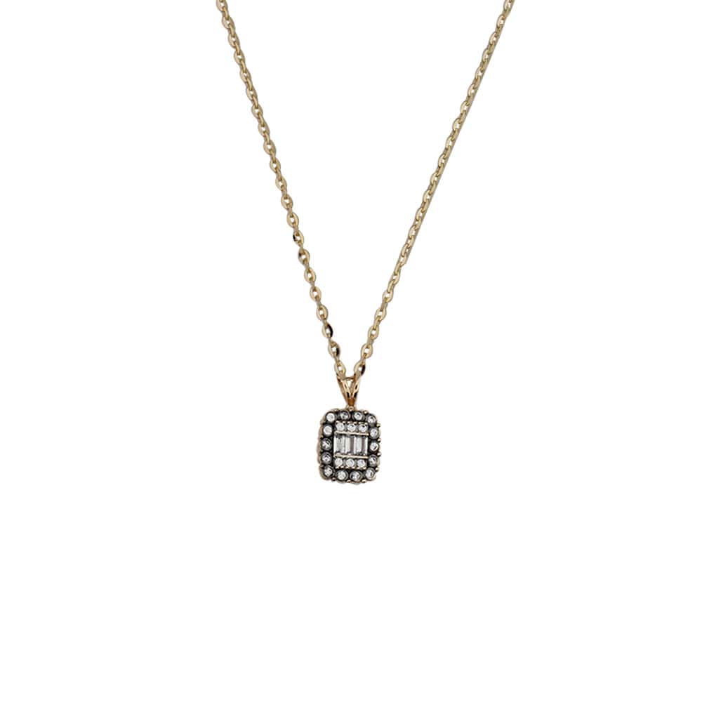 Baguette Cut Stone Square Necklace
