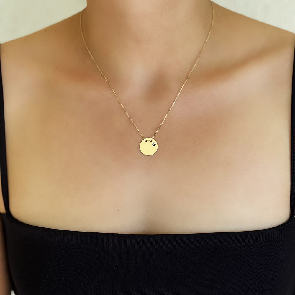 Evil Eye Beaded Plate Necklace