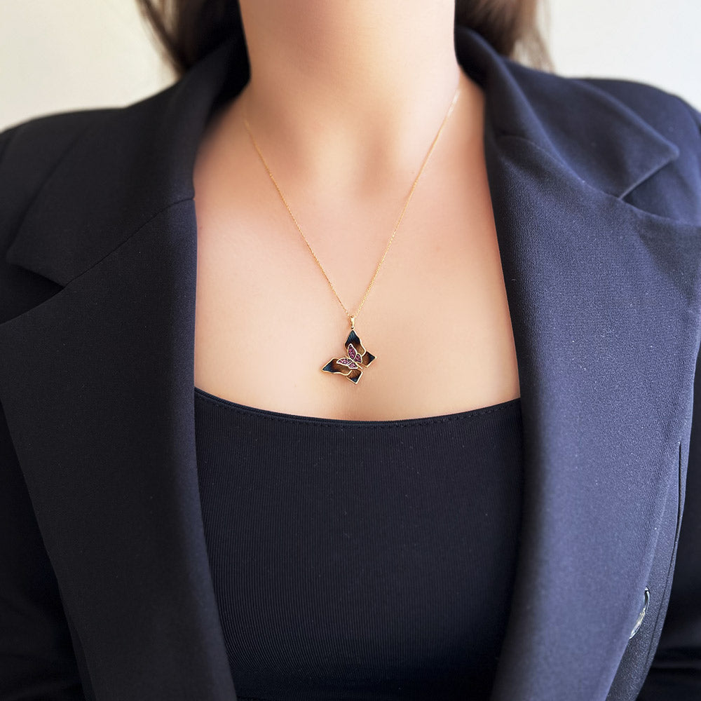 Global Warming Red Sapphire Butterfly Pendant