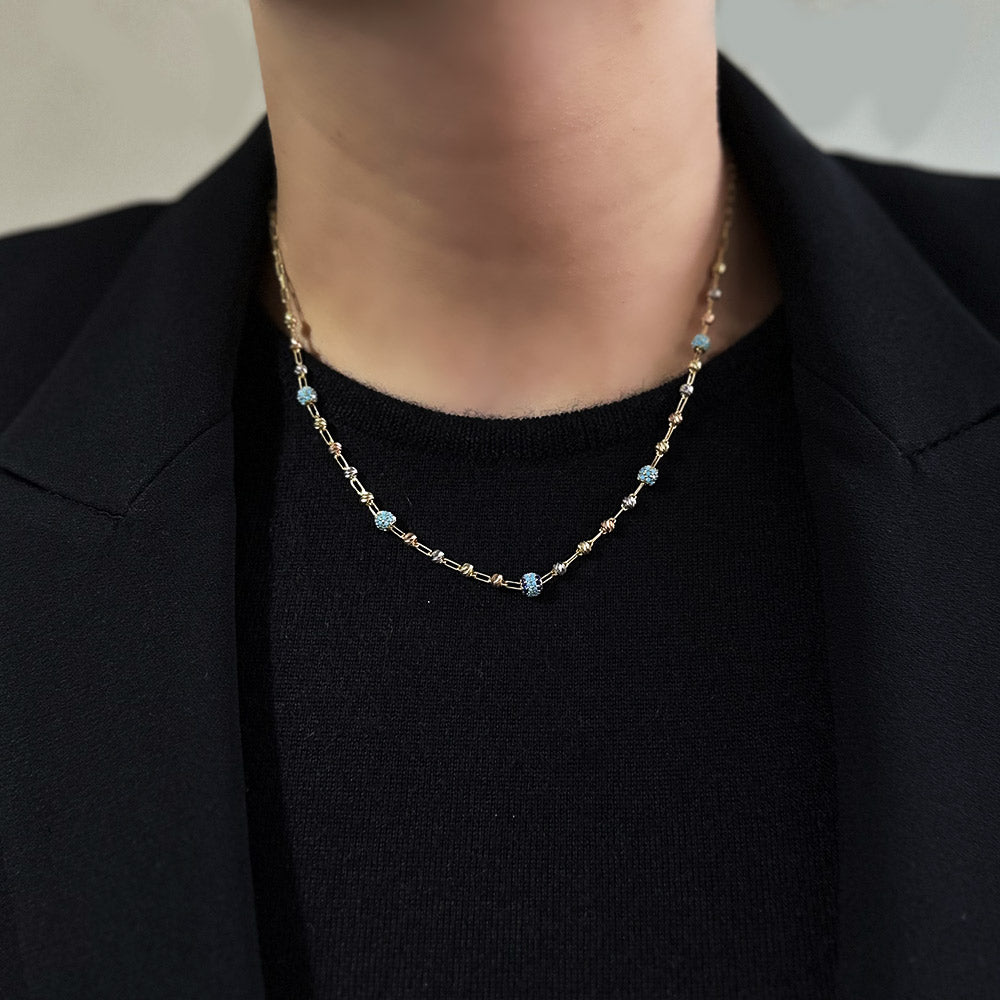 Blue Ball Dorika Gold Necklace