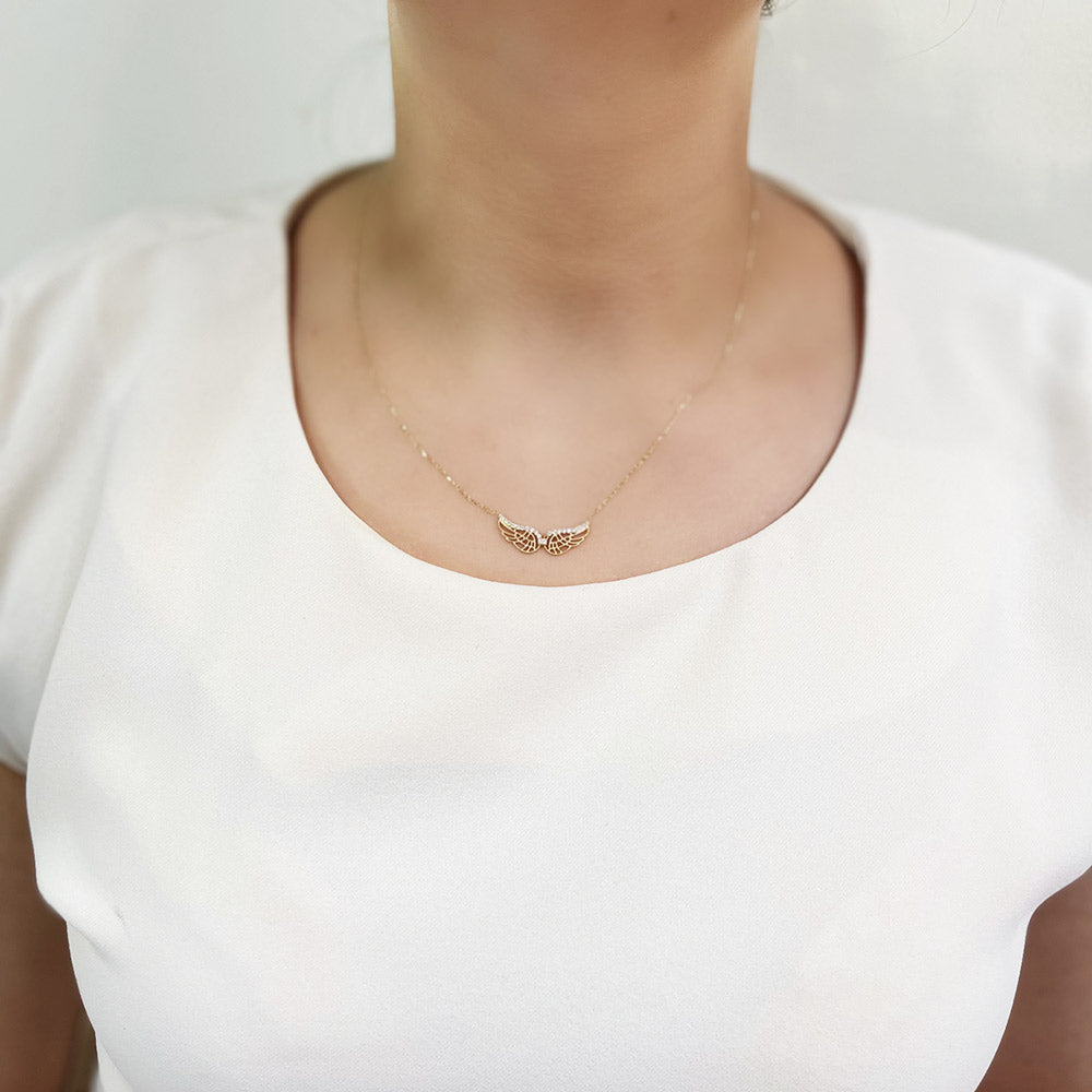 14 Carat Stone Wing Necklace