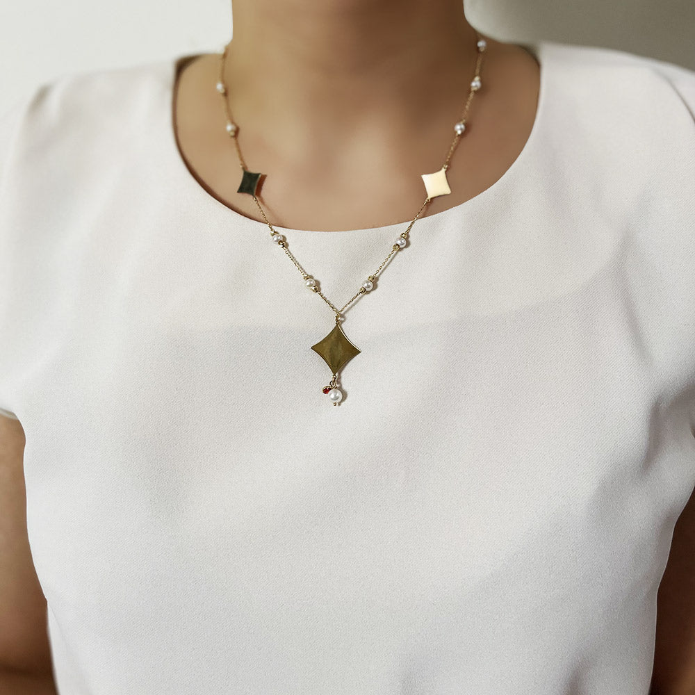 Diamond Gold Plate Necklace