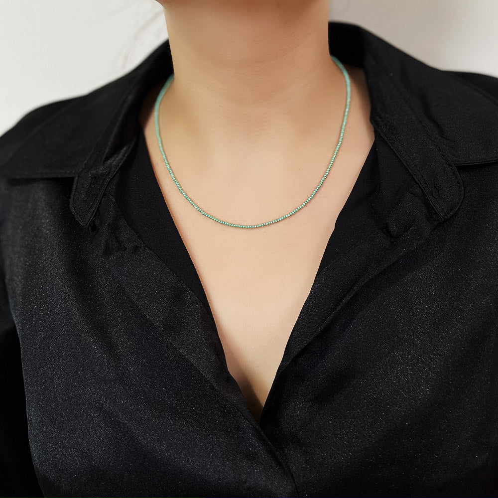 14 Carat Green Enamel Design Necklace