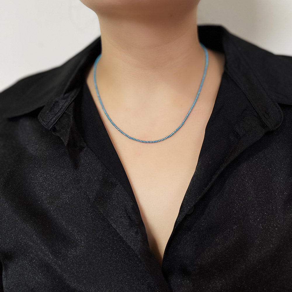 14 Carat Blue Enamel Design Necklace