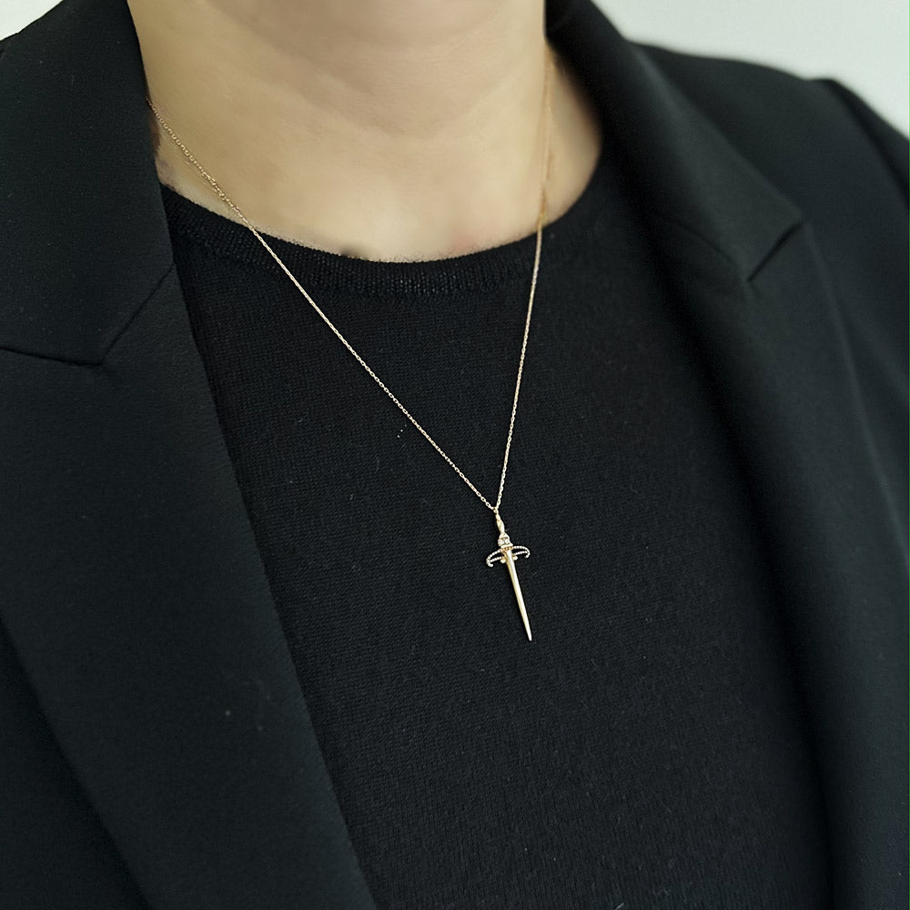 14K Rose Gold Special Design Sword Necklace