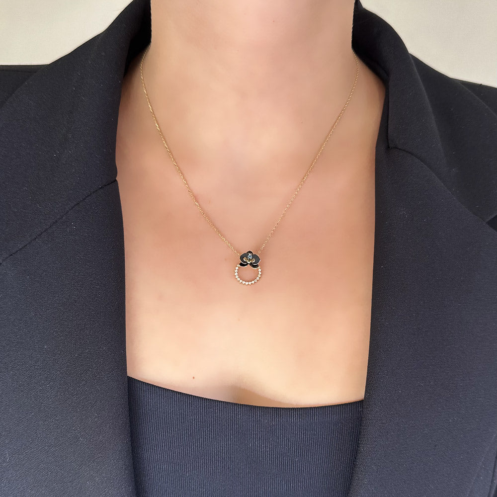 Black Orchid Oxidized Necklace