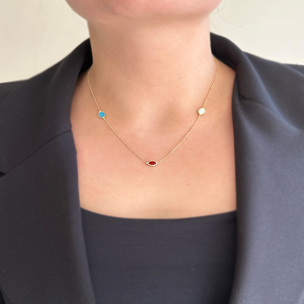 Enamel Ellipse Necklace
