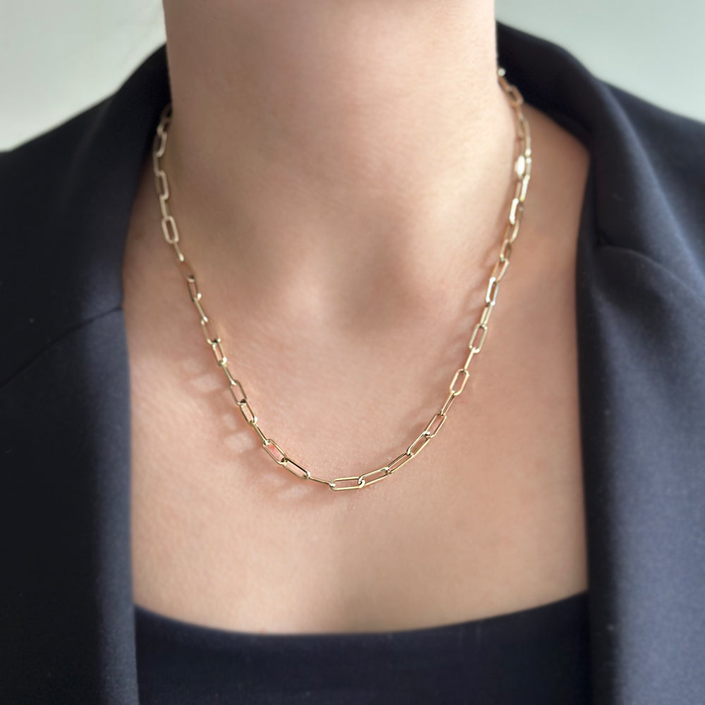 14K Gold Paperclip Chain Necklace