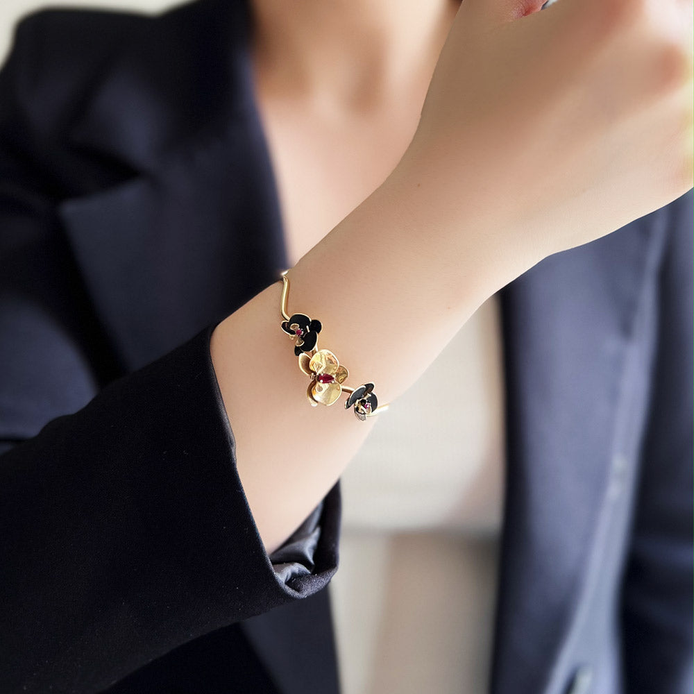 Black Orchid Oxidized Cuff Bracelet