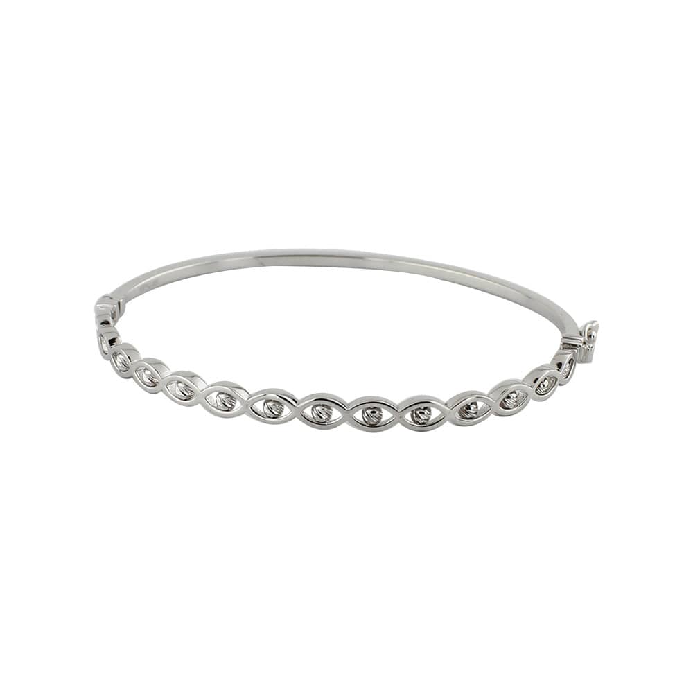 White Gold Dorika Ball Thin Cuff Bracelet