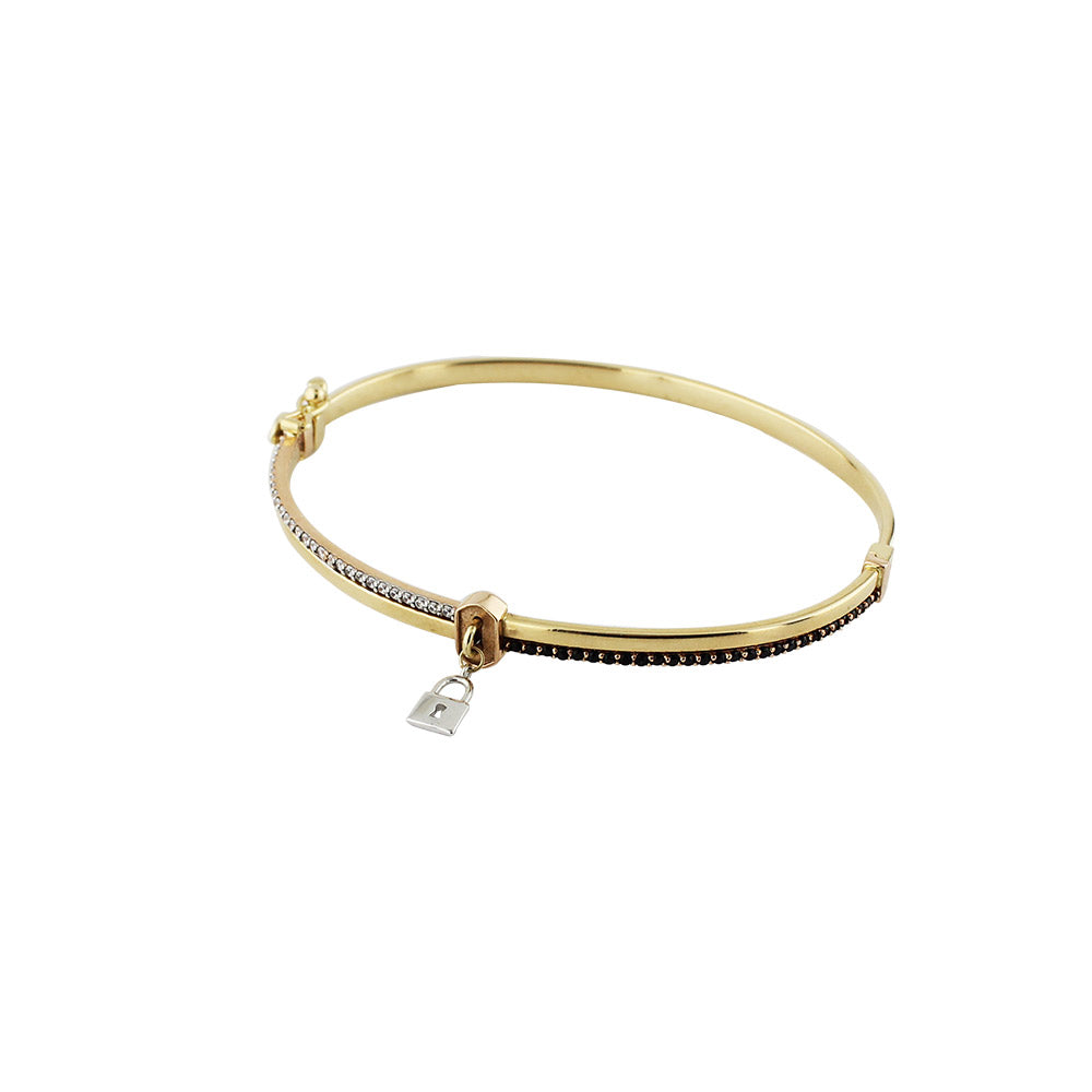 14 Carat Lock Detailed Women's Cuff Bracelet